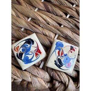 Hand-Painted Square Shaped Artisan Earrings